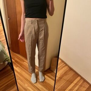 Everlane Beige High-Rise Straight Trousers